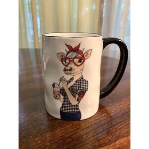 Signature Housewares Coffee Mug Hipster Cow Bandana Glasses Milkshake Quirky Cup